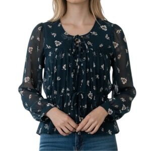 Rebecca Taylor floral ruffled long sleeve peplum top size 2 excellent condition